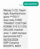 İlk elden 2017 mod. 117500km Hiç agırlık atılmadı özel araç olarak kullanılan 310s Kombi 155ps Delüxe